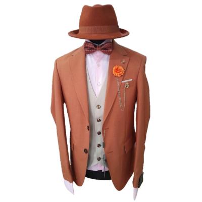 Costume homme 3 pièces marron et beige : Marco