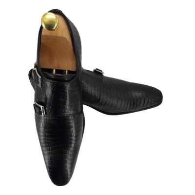 Chaussure derby cuir façon croco noir : Indiana