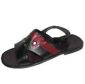 Sandale à lanière noir et rouge
